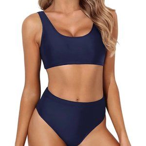 Tempt Me Navy Blue Sporty High Waist Bikini set
